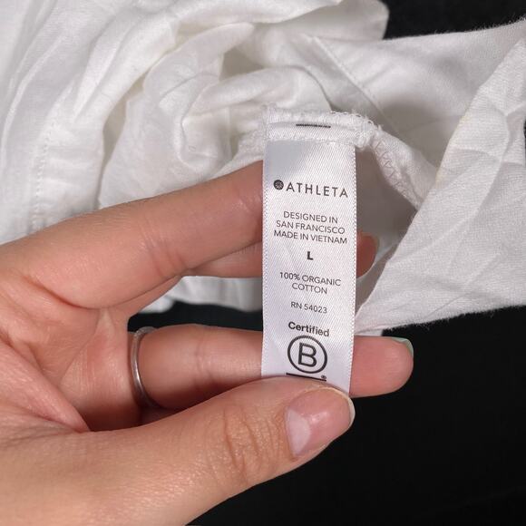 Athleta Womens Shirt White Breezy Tank Top Sleeveless VNeck 100% Cotton Large - Picture 7 of 12